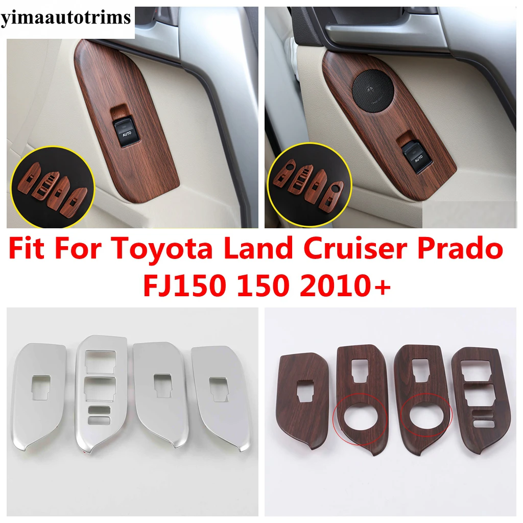 

Car Inner Door Window Lift Button Panel Cover Trim For Toyota Land Cruiser Prado FJ150 150 2010 - 2020 Wood Grain Accessories