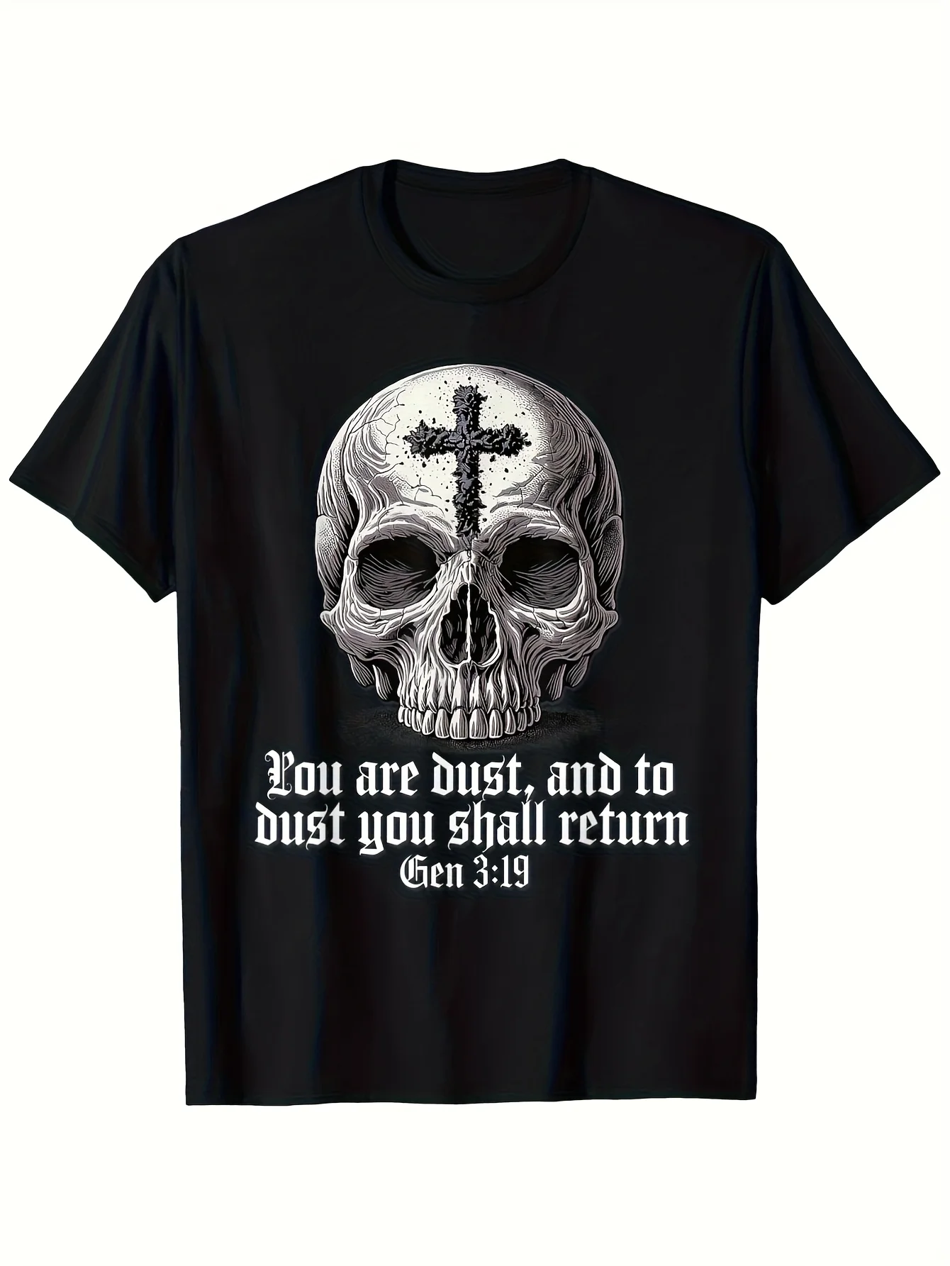 2026 Memento Mori Catholic Cross Skull Graphic T-Shirt - Vintage Latin Mass Design, Breathable Cotton Crew Neck Tee for Men & Wo