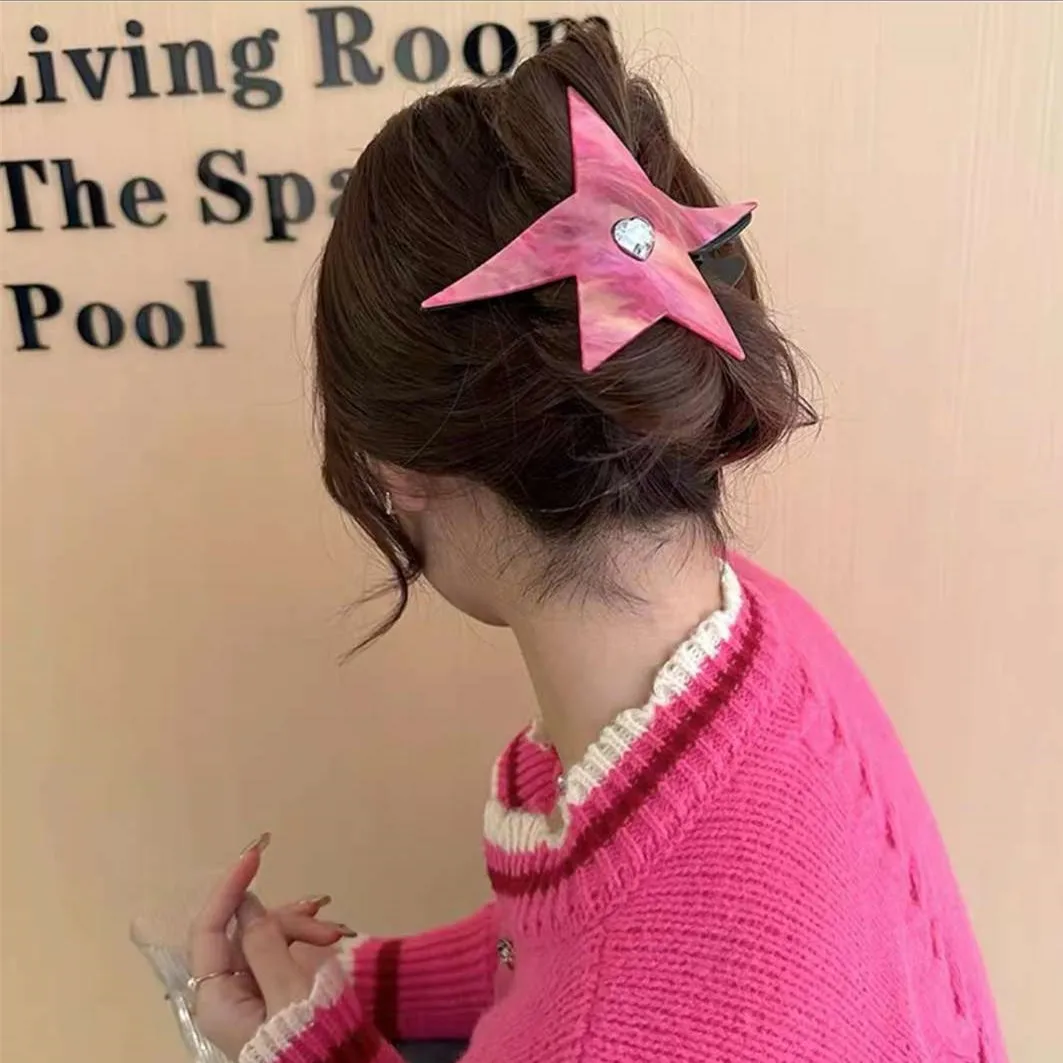 Muweordy New Claw Clips Pink Hair Clips Love Shape Hair Claw Korea Popular Hair Catches Hair Accessories For Women