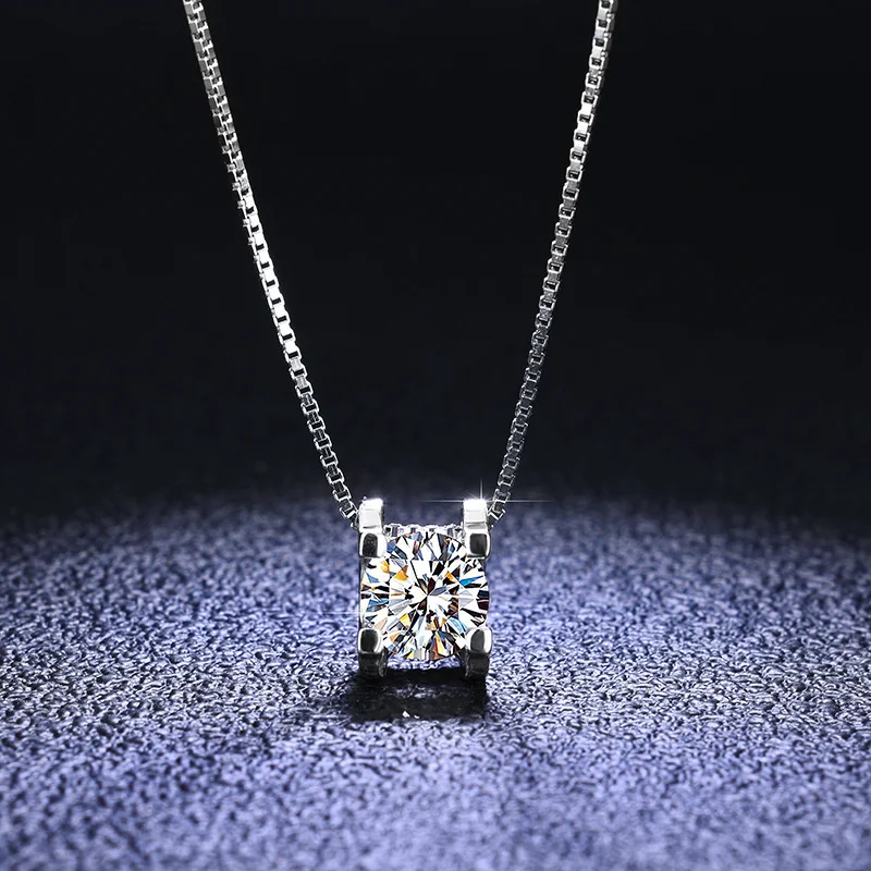 BagueRingen prawdziwy 1ct Moissanite wisiorek naszyjnik dla kobiet najwyższej jakości 925 szterling srebrne wesele impreza ślubna biżuteria — zdjęcie 4