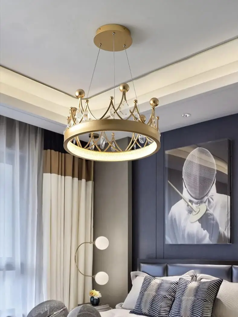 ثريا على طراز Queen Crown، ثريا كريستالية فاخرة ومتطورة لغرفة المعيشة، مصباح غرفة أطفال مبتكر. #2