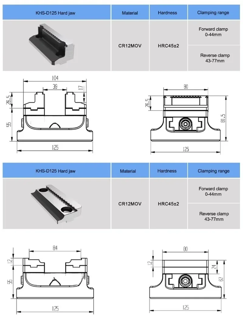 Hot Sale KHS-D125  Self Centering Vise CNC Clamping System For 4 Axis 5 Axis Vise