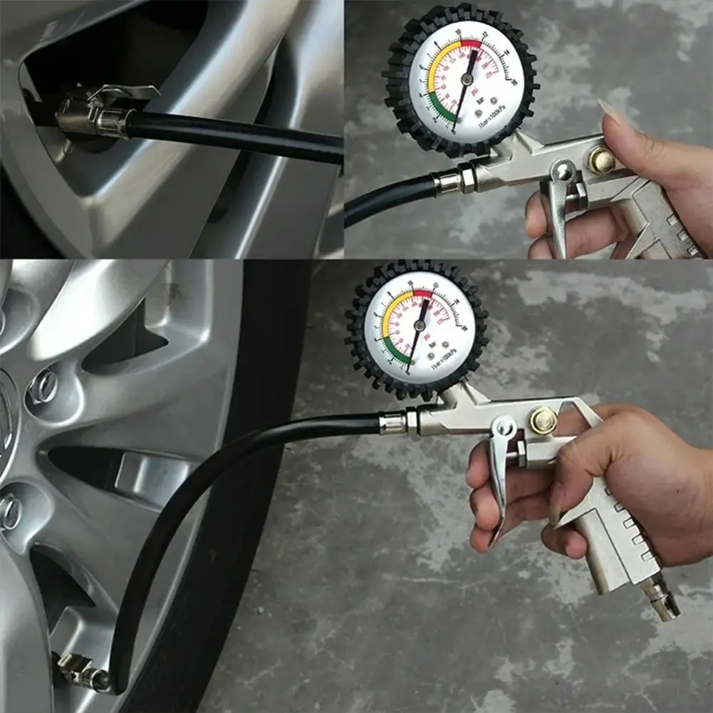 0-16Bar/0-220Psi بندقية ضغط الإطارات السيارات قياس ضغط الإطارات ل ضاغط الهواء سيارة SUV دراجة نارية مضخة نفخ الإطارات إصلاح J1J6
