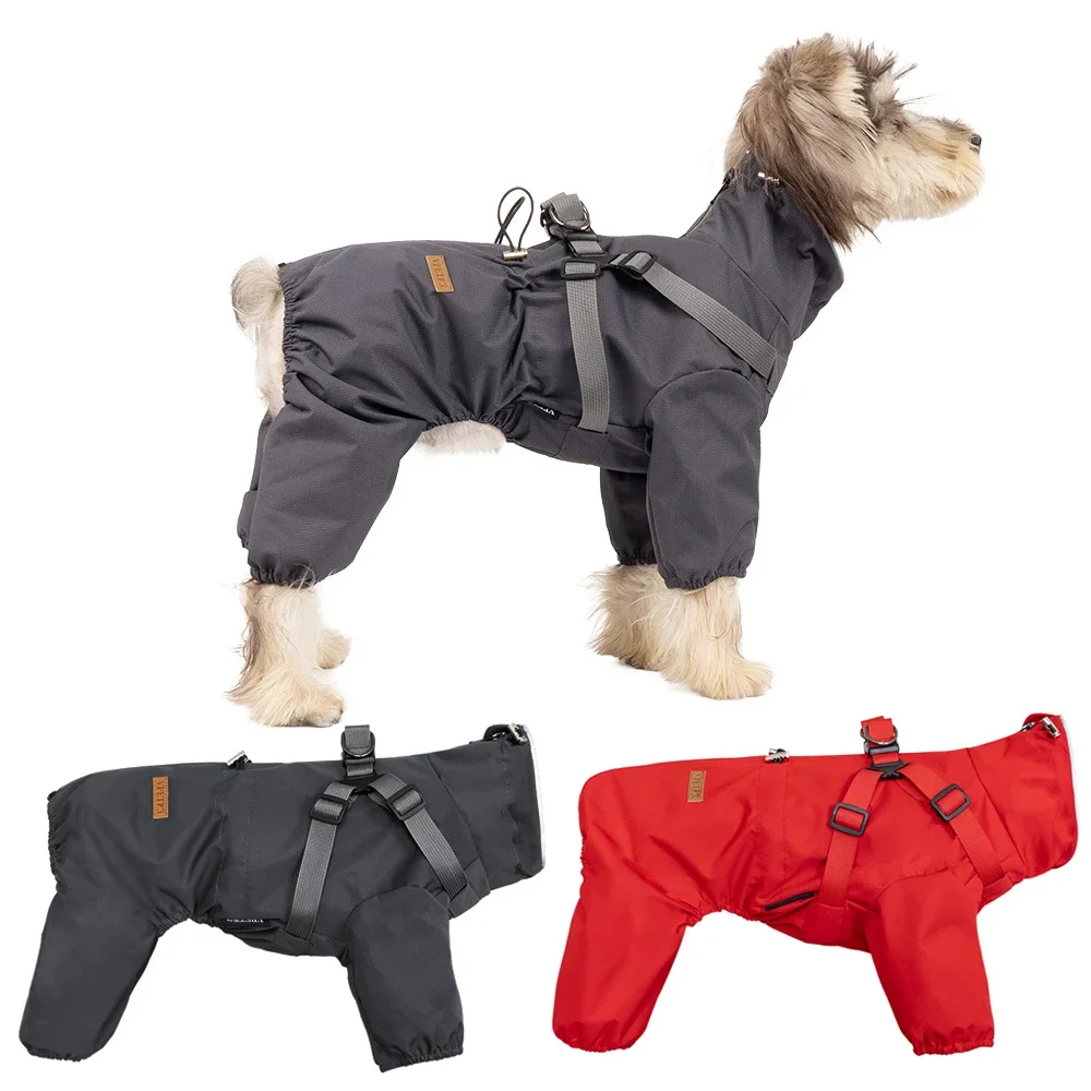 Full Body Dog Raincoat for Small Medium Dogs, Reflective Waterproof Turtleneck Pet Dog Rain Coat with Harness for Wet Weather