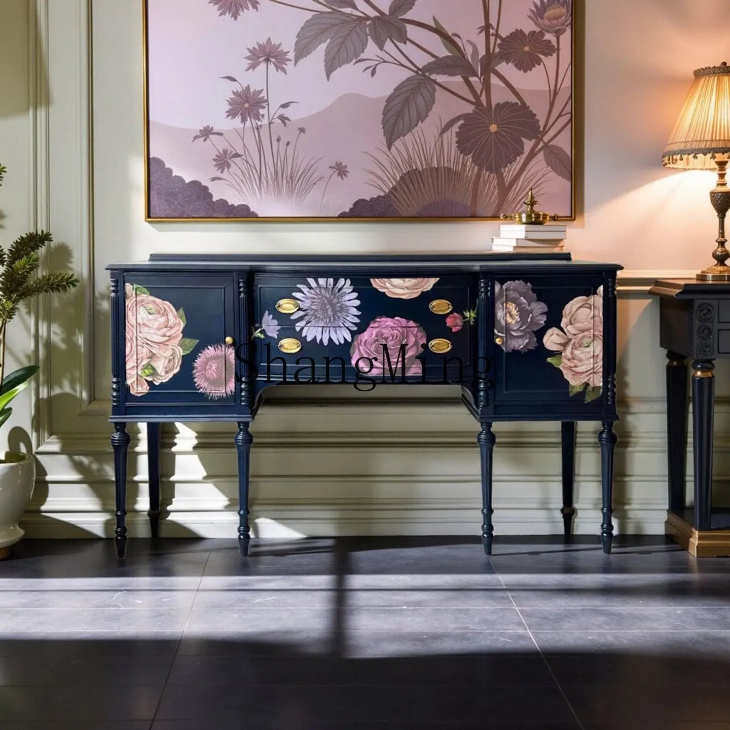 

CL solid wood porch cabinet, integrated storage against the wall, cabinet, dresser, carved and painted dining side cabinet