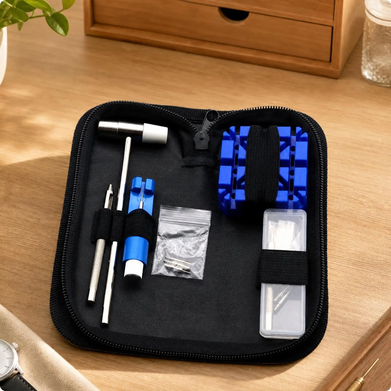 Watch Strap Removal Tool Watch Band Adjuster Kit with Carrying Case for Timepiece Repair