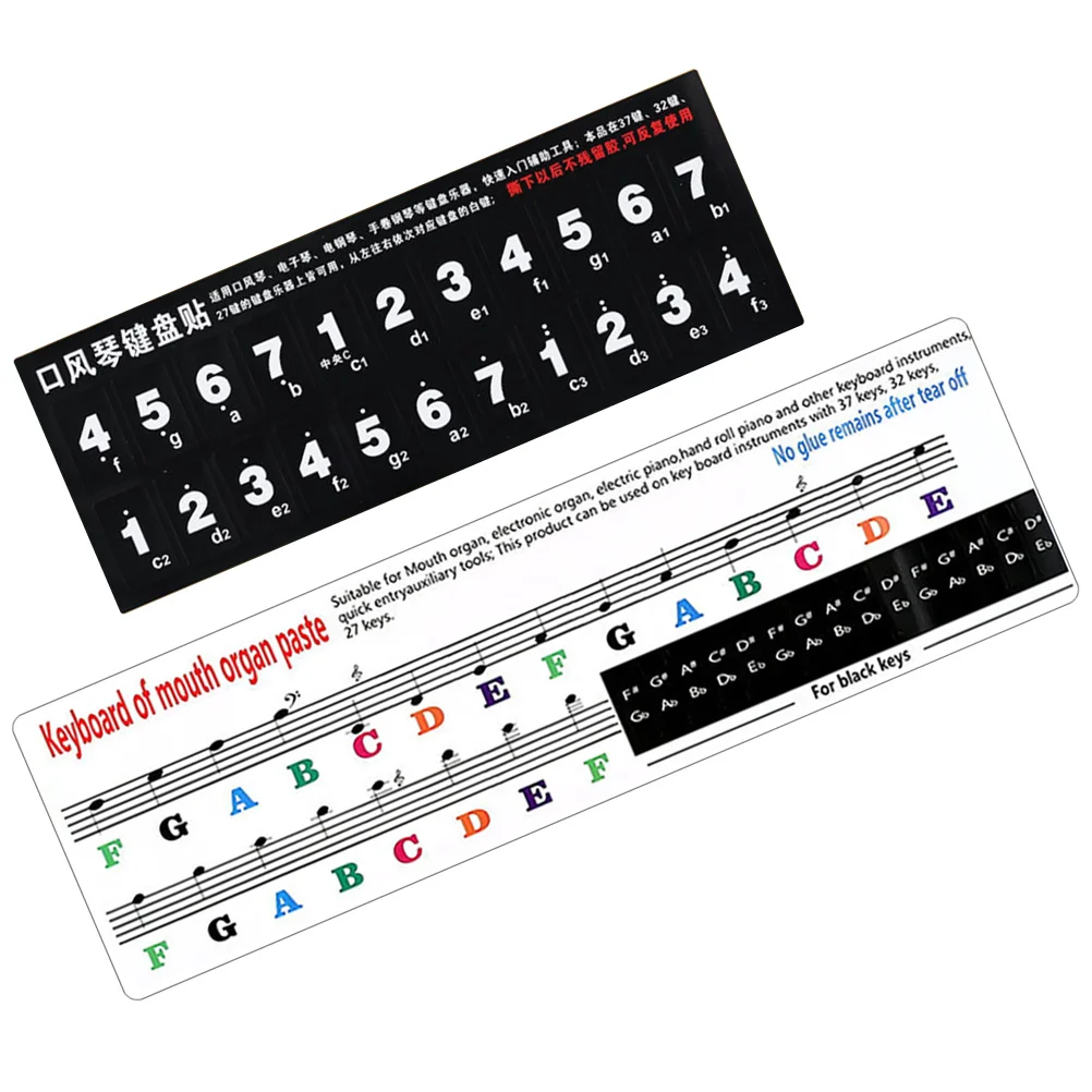 

2 Pcs Hamonica Keyboard Stickers Melodica Accessories Instruments Simple Pitch for Beginner Practice Decals Child Piano