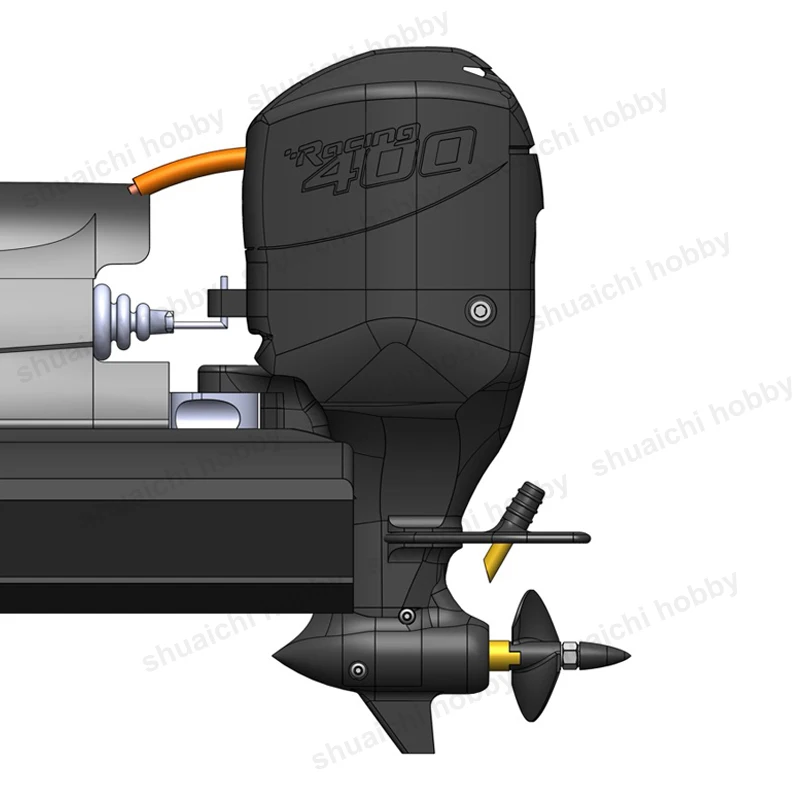 1 セット 1/8 スケール船外機シェル組立キット船尾外部エンジンオプションのナイロン/CNC アルミニウム合金プロペラ RC ボート用