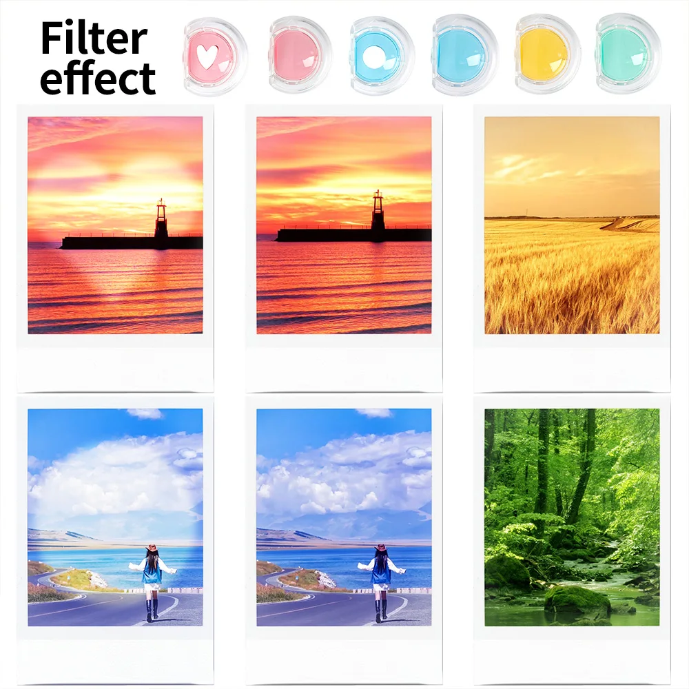 Geschikt voor Fuji Polaroid mini12 camerafilters met zes kleuren en speciale effecten, kleur holle hartvormige lensaccessoires
