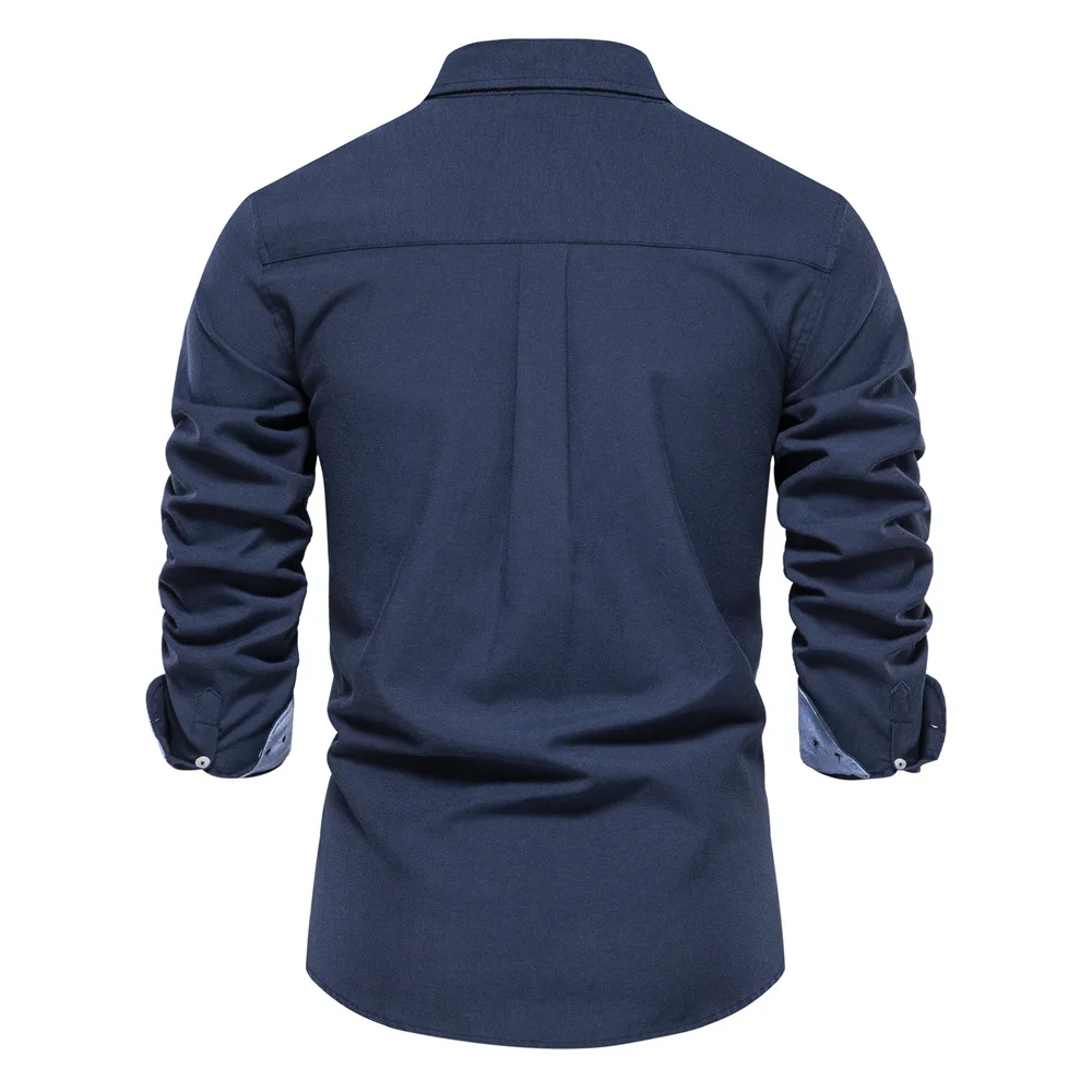 70% Cotton Oxford Men’s Shirt Long Sleeve Turn-down Collar Designer Clothes Quality Button Blouse Seven Colors Shirts for Men