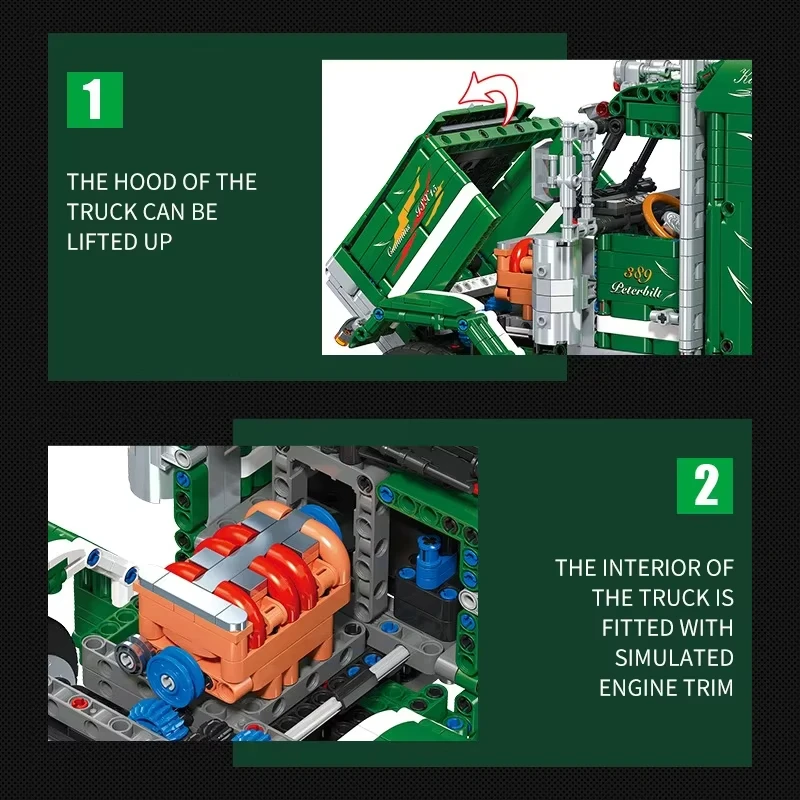 2105 elementów DIY Model Przyczepy Ciężarowej z Przodem Klocki Konstrukcyjne MOC Techniczne Edukacyjne Zabawki do Składania dla Chłopców Prezenty Świąteczne