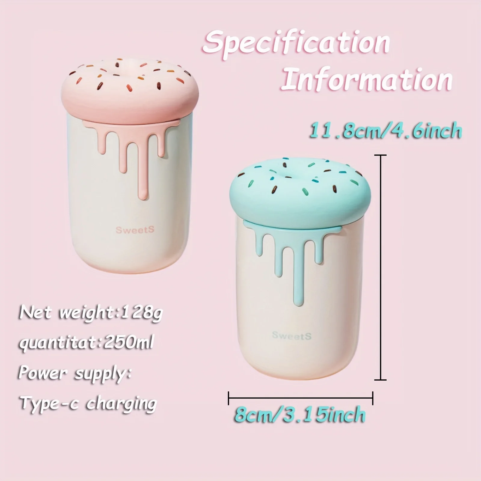 1 шт., мини-увлажнитель для мороженого в форме сердца, автомобильный увлажнитель, увлажнитель с цветными огнями для спальни, заливка утечки