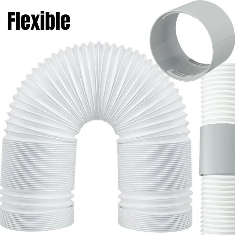 Flexible Portable AC Exhaust Hose Durable Plastic Vent Duct Pipe Anti Clockwise Threaded Replacement Tube for Air Conditioner