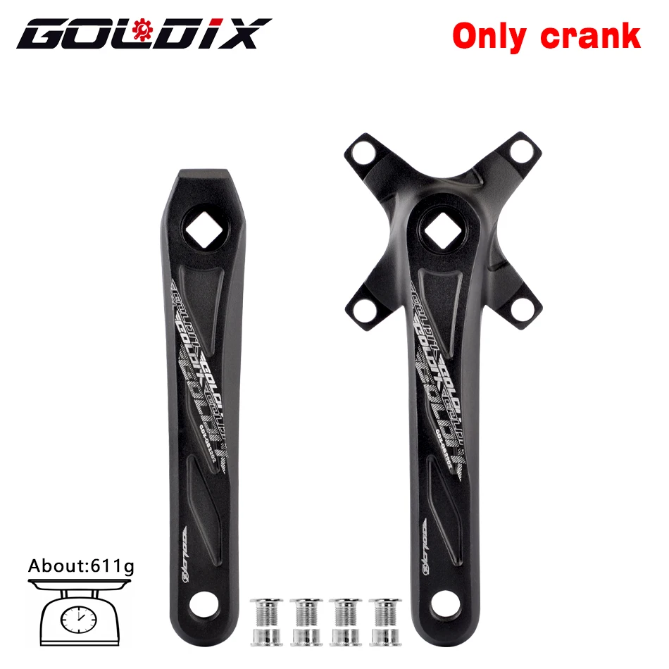 Goldix Vierkant loch Fahrrad Kurbel garnitur Aluminium legierung MTB Kurbel 165/170/175mm Länge schmale breite Zähne 104bcd 32/34/36/38/40/42t