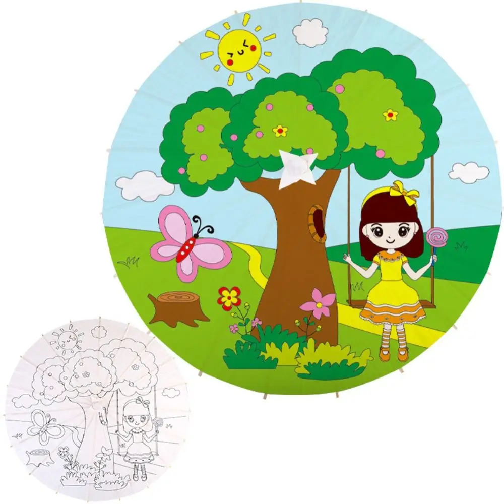 

Handmade for Baby Shower Wedding Birthday Long-handle Decorative Dance Prop Photography Prop Painting Supplies Paper Umbrella