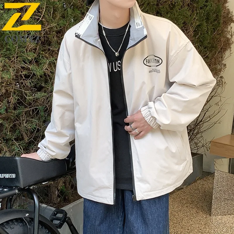 

​COMXZ High Fashion Men Jacket Stand Collar Climbing Windproof Coat Wear on Both Sides Adventure Lightweight Autumn Coats