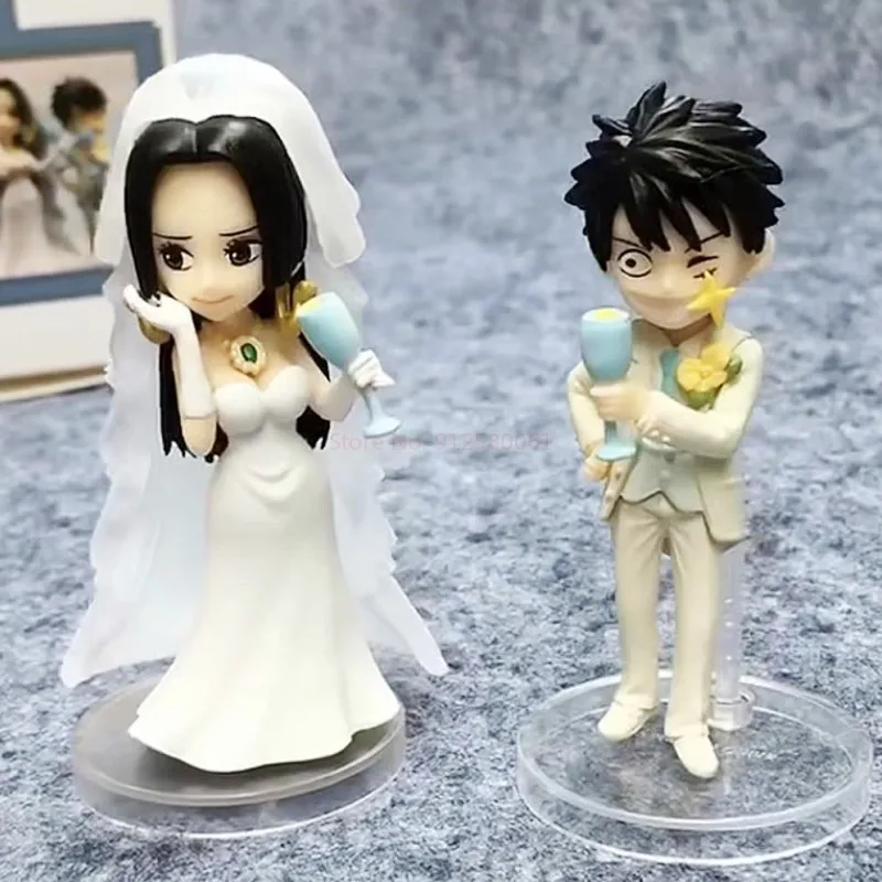 Anime One Piece Action Figure Monkey D Luffy Marry Boa Hancock 2 Pcs Wedding Ornaments Model Cake Toy Collection Doll Gift