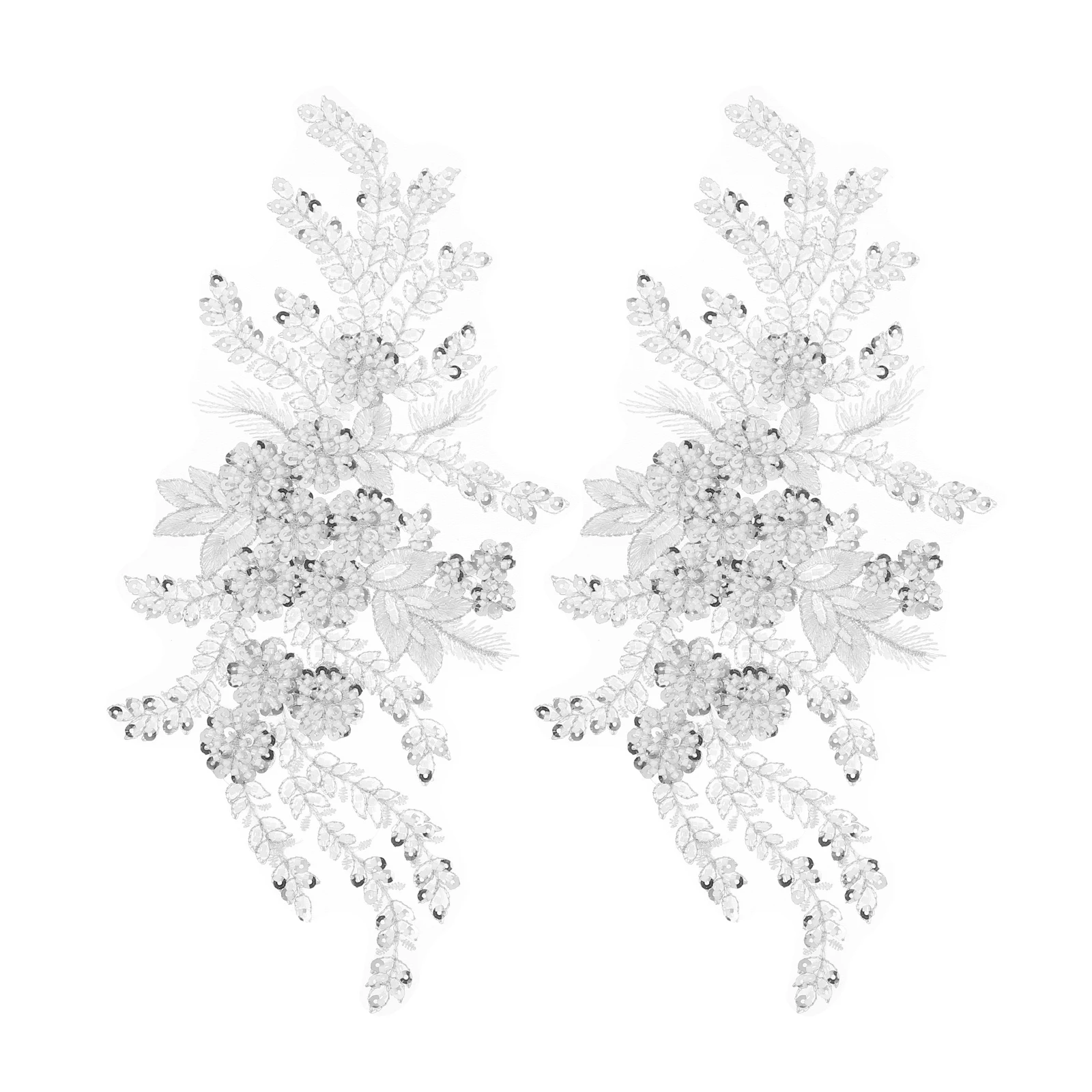 

2 Pcs Lace Accessories Floral Applique Sequin Trims Wedding Sewing Embroidery Flower Applique DIY Elegant Designs
