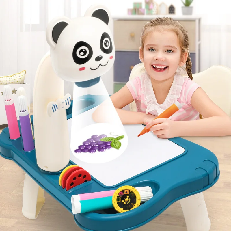 Smart Projector Kids Painting Table Set Projector Educational Toy Learn to Draw Play Set For Kids Children Painting Table Set