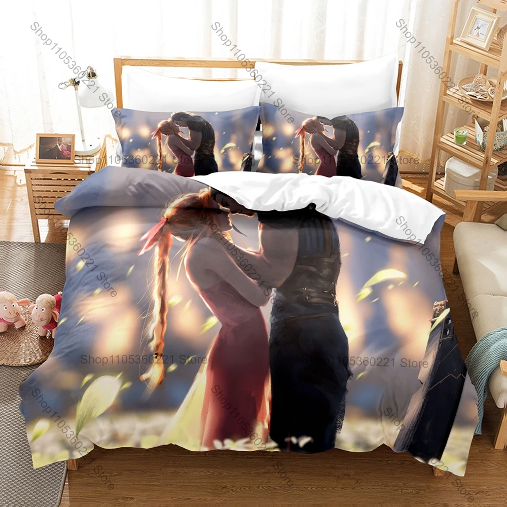 Crisis Core Final Fantasy VII Bedding Set Includes Duvet Cover + 2 Pillowcases Zack Fair Sephiroth Classic FF7 RPG Bedroom Game