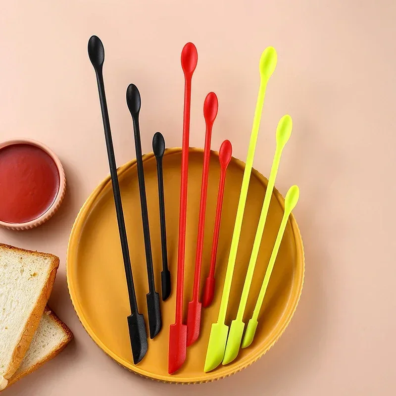 Cosmetic Bottle Silicone Mini Scraper Three Piece Set Baking Double End Two In One Spatula Jam Bottle Scraper Spoon Set