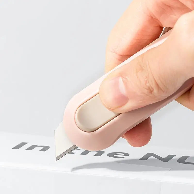 4 Colors Portable Mini Paper Cutter Quality Artwork Knife Automatic Rebound Box Opener Pocket Cutter For Office School Supplies