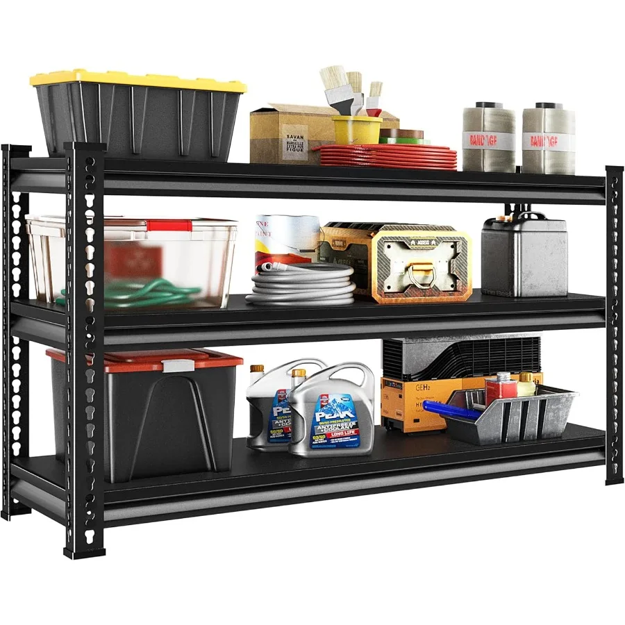 

Metal Garage Shelving Heavy Duty1530LBS Loads Garage Storage Shelves 48W 3Tier Adjustable Storage Racks and Shelving Units for