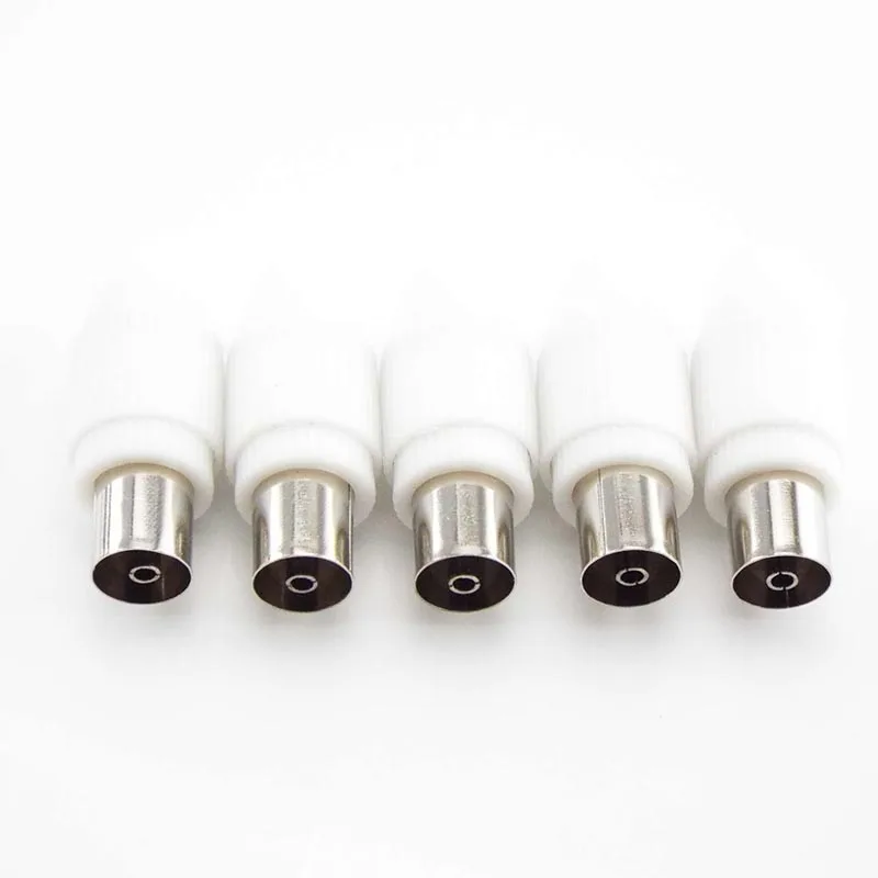 5/10pcs 75-5 Free Welding RF Television Male Female Connector Plug 9.5 TV RF Terminal Antenna Adapter White Colour