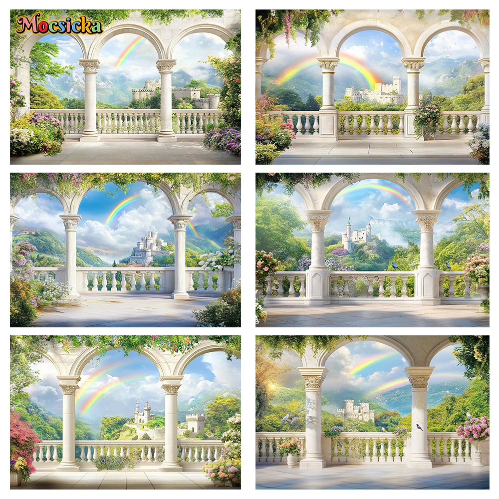 

Mocsicka Custom Baby Shower Backdrop Castle Happy Birthday Party Decor Photography Girls Banner Photo Background Studio Props