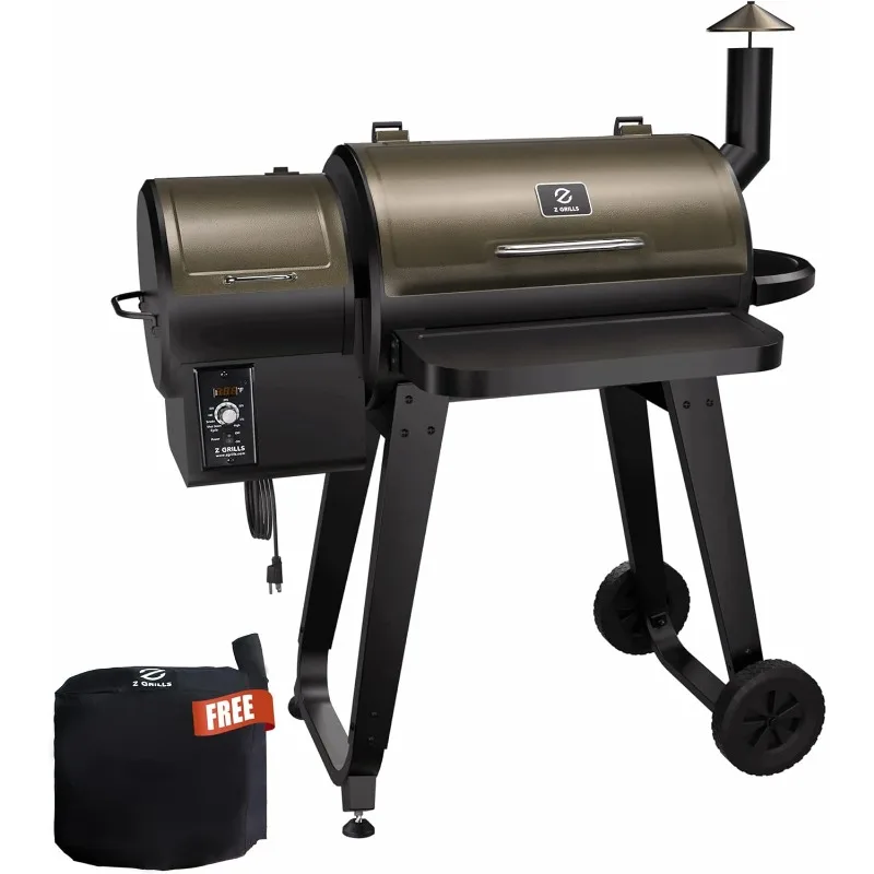 

2024 Wood Pellet Grill Smoker,8 in 1 Portable BBQ Grill with Automatic Temperature Control,Foldable Front Shelf,Rain Cover