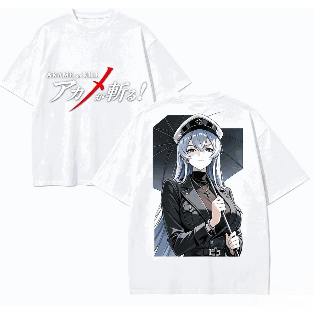 Akame Ga Kill! Shirt Vintage Washed Unisex Oversized Anime Streetwear Soft Cotton Short Sleeve Tee Gift Clothing Tops Hot Sale