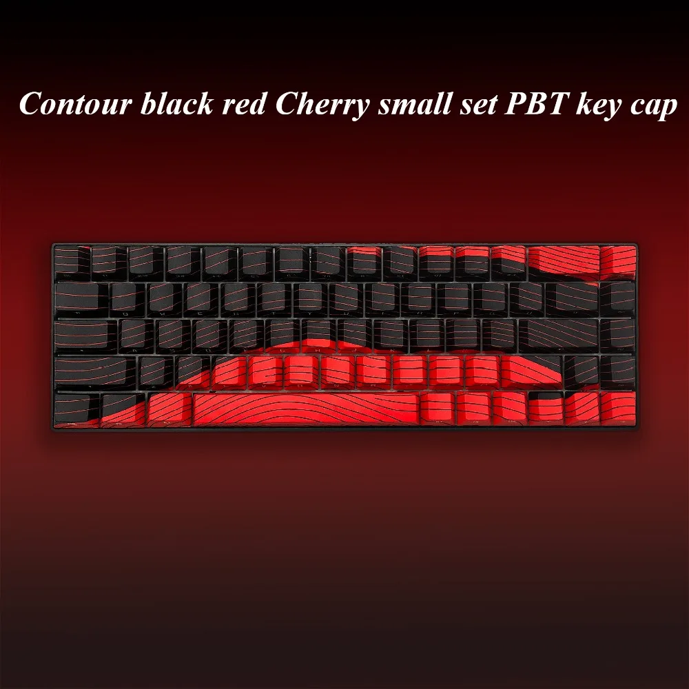 

Keyboard Keycaps, Contour Black Red, Cherry, Small Full PBT for Cherry MX 104/87/61 Mechanical Keyboard Accessories