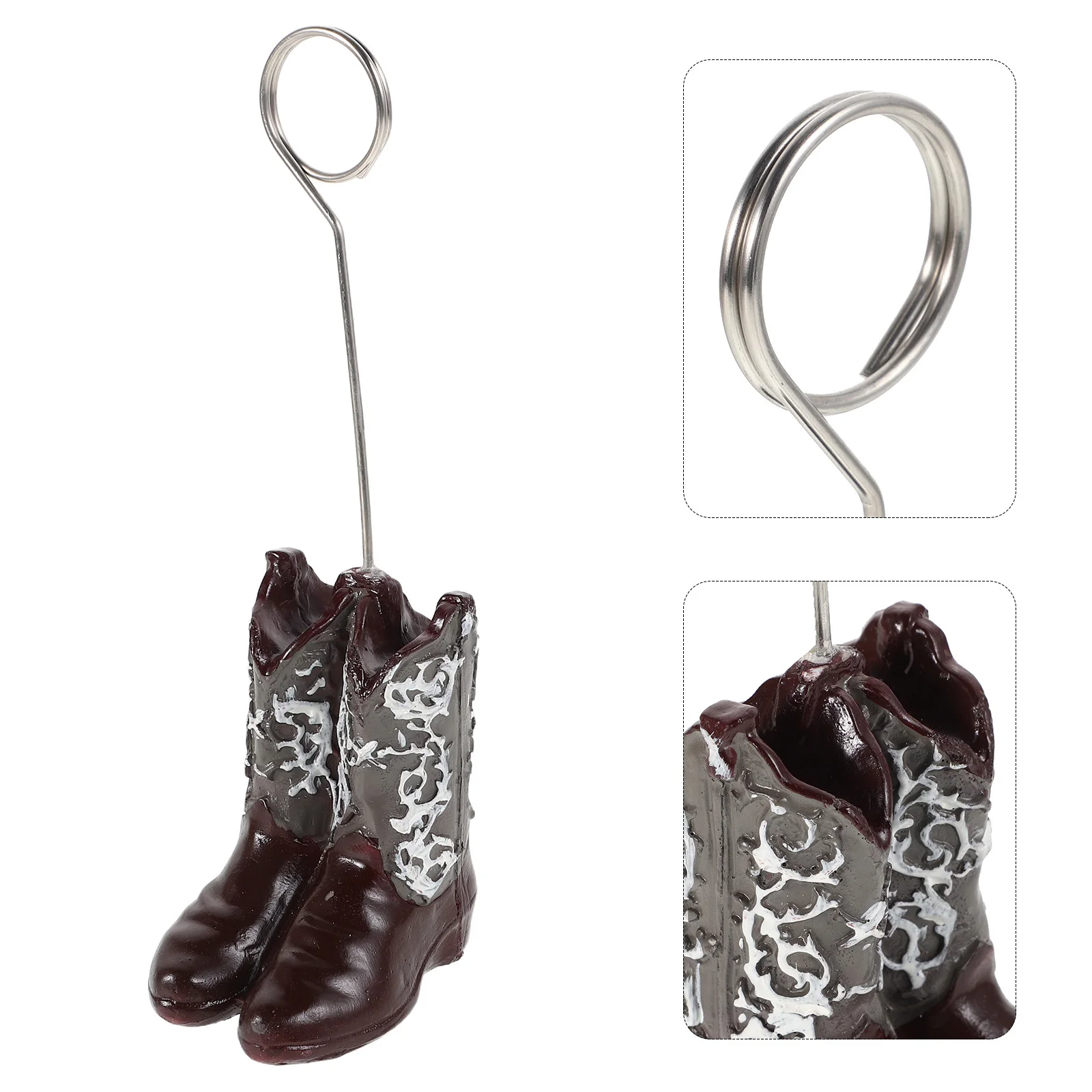 

Cowboy Boot Photo Clip Western Style Desktop Memo Holder Creative Multi-Function Picture Stand Rustic Cowgirl Boot Ornament
