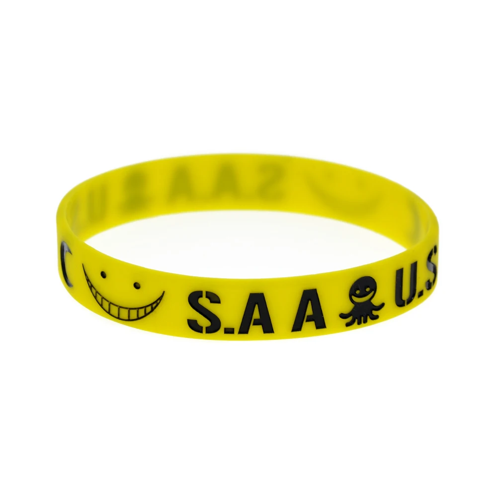 Yellow Bracelet Debossed with Custom Logo Silicone Wristband for Promotional Gift