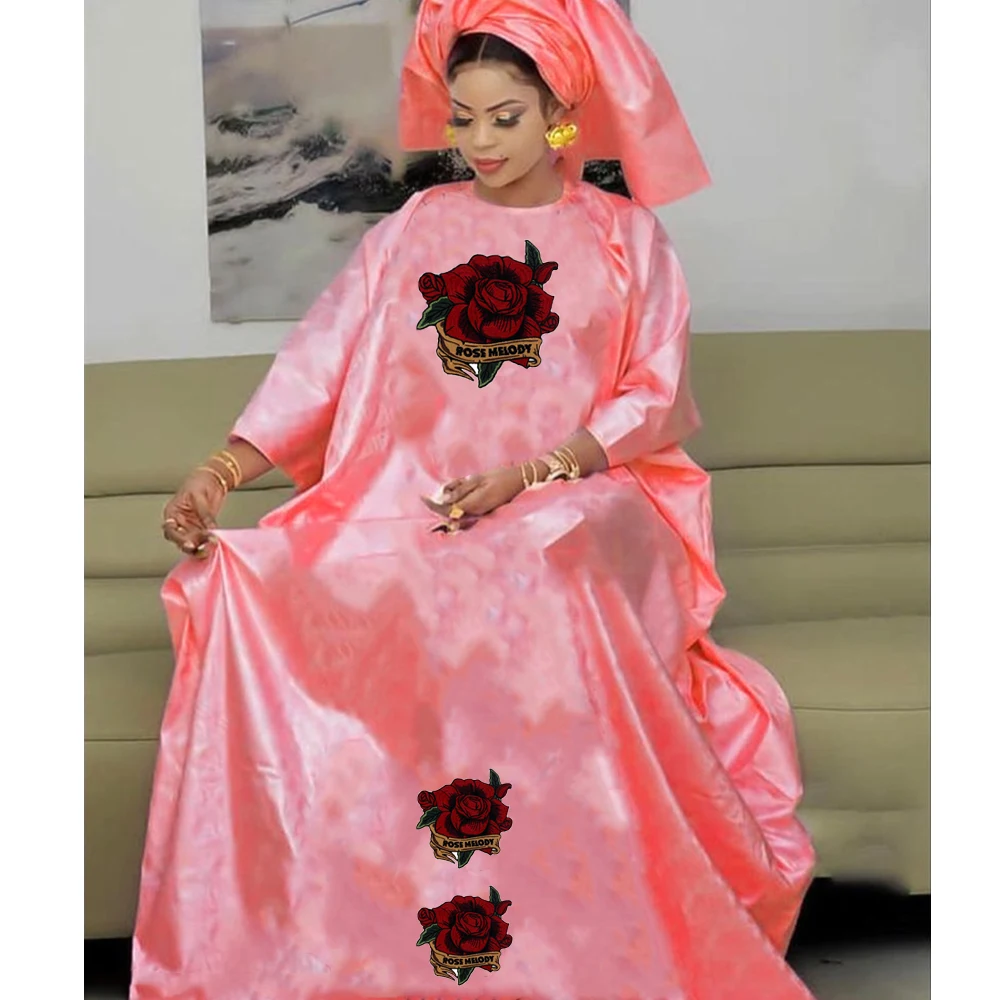 

Bazin Dresses For Women African Traditional Evening Gowns Clothing For Party And Wedding Basin Riche Cloth Robe With Headscarf