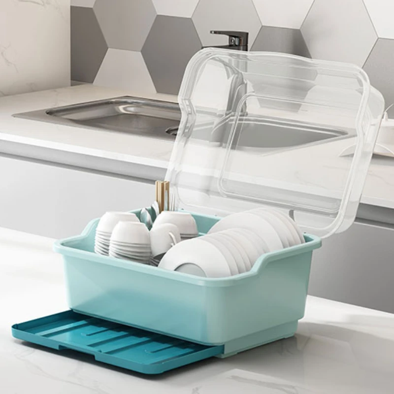 

Bowl storage box Bowl storage box draining kitchen supplies household collection with lid storage bowl and dish storage rack cup