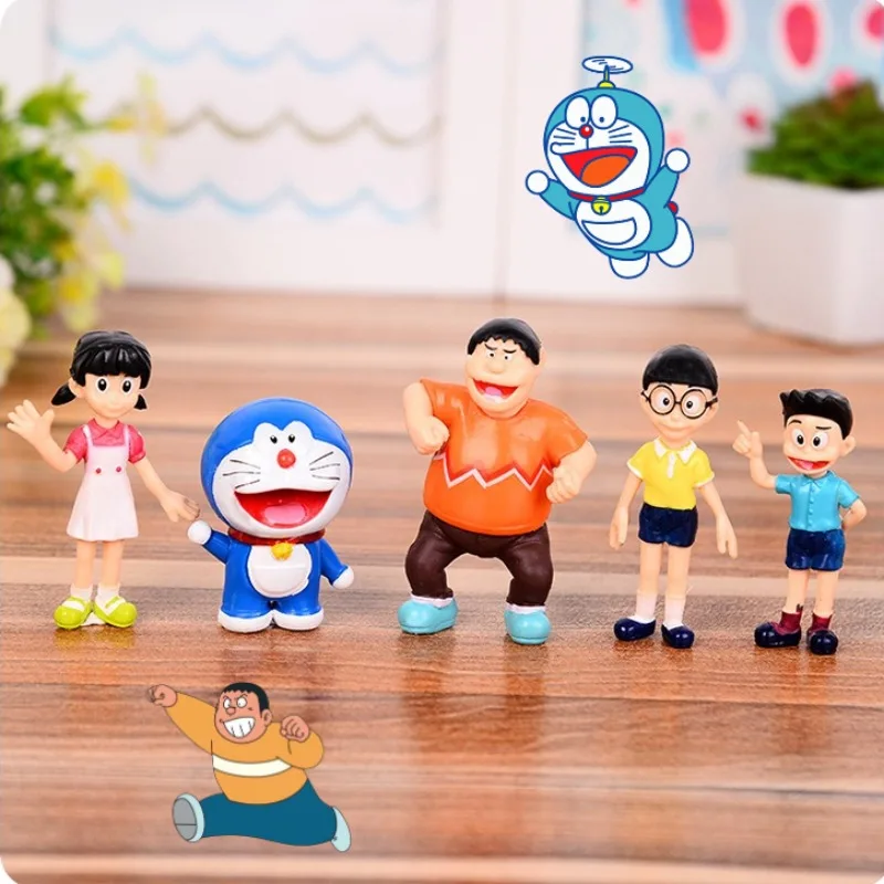 Adornos de pastel de Doraemon, suministros de decoración para fiestas, Micro paisaje, Mini figura, adornos, decoraciones de cumpleaños para niños, regalo, 5 uds.