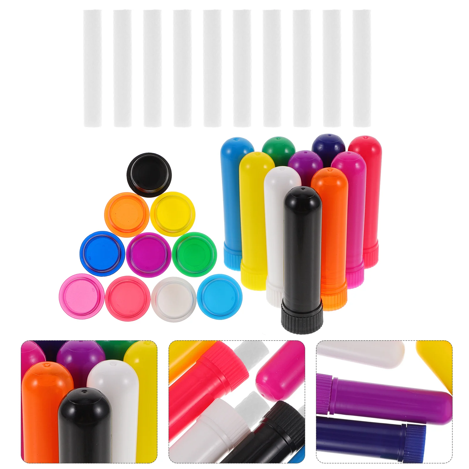 

10 Pcs Colorful Plastic Essential Oil Aromatherapy Bottle Fragrance Tube Stick Cotton Core Nose Spray Nasal