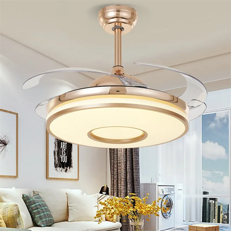 

TEMAR Ceiling Fan Light Without Blade Gold Lamp Remote Control Modern For Home Living Room 110V 220V