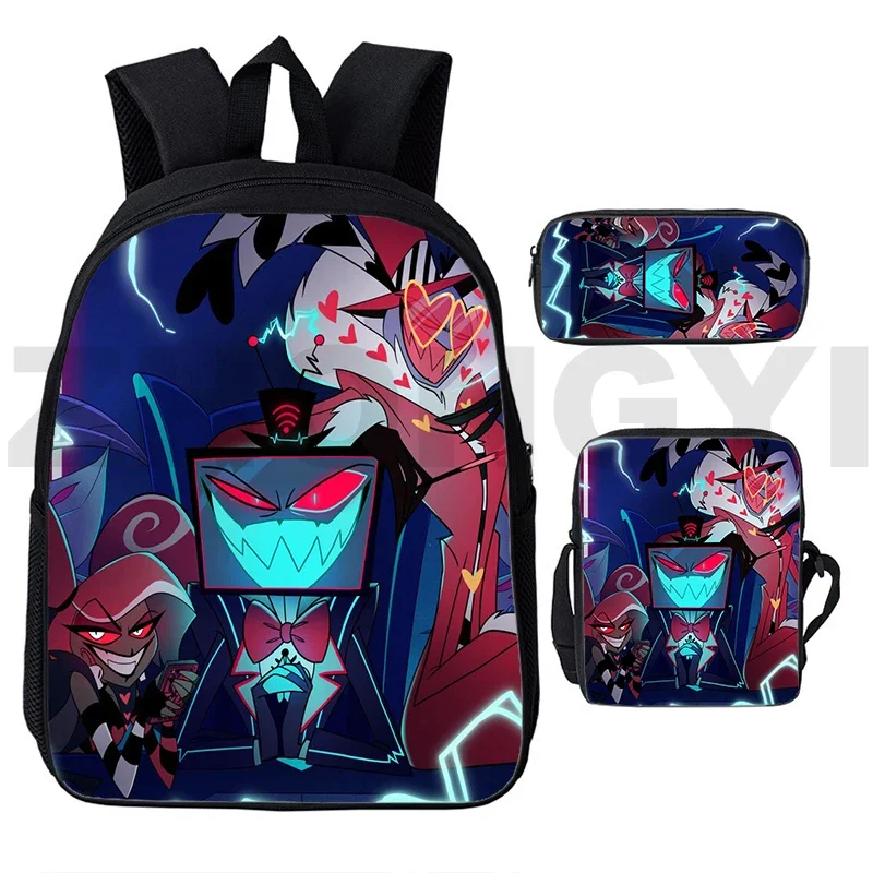 Anime Helluva Boss 3D Print Backpacks Fashion Travel Bags for Women 3 in 1 Kindergarten Primary School Bag Cartoon Crossbody Bag