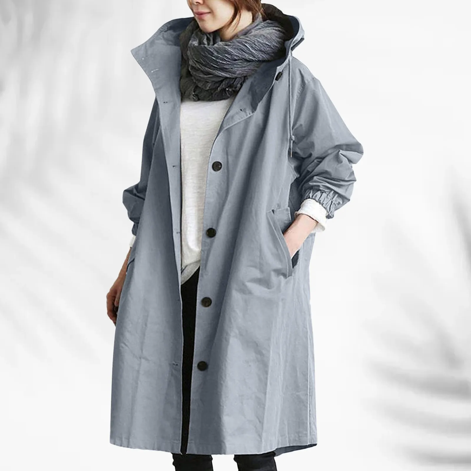 Korean Trench Coat For Women 2023 Spring Autumn Clothes Women\'s Casual Hooded Long Jacket Coat Plus Size Outerwear Clothing 5XL