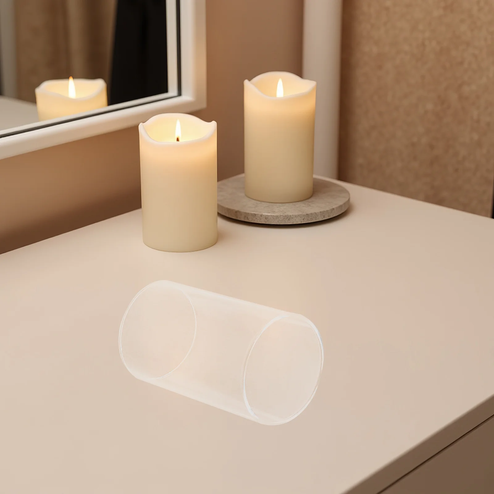 

Clear Glass Cover Windproof Protector for Pillar Candles Transparent Cylinder Shade Home Decor Decoration