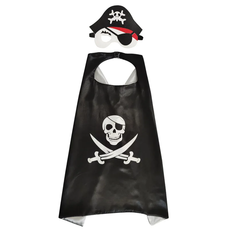 Kinderen Piratenkostuum Anime Vilt Masker Cape Set Kinderen Cosplay Performance Mantel Halloween Kerstfeest Jurk Up Verjaardagscadeau