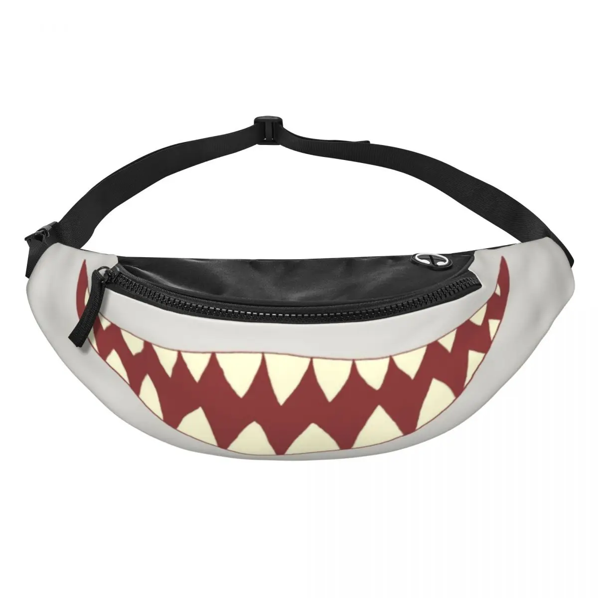 Riñonera informal con dientes de tiburón para hombre y mujer, bolso de cintura cruzado para correr, dinero para teléfono