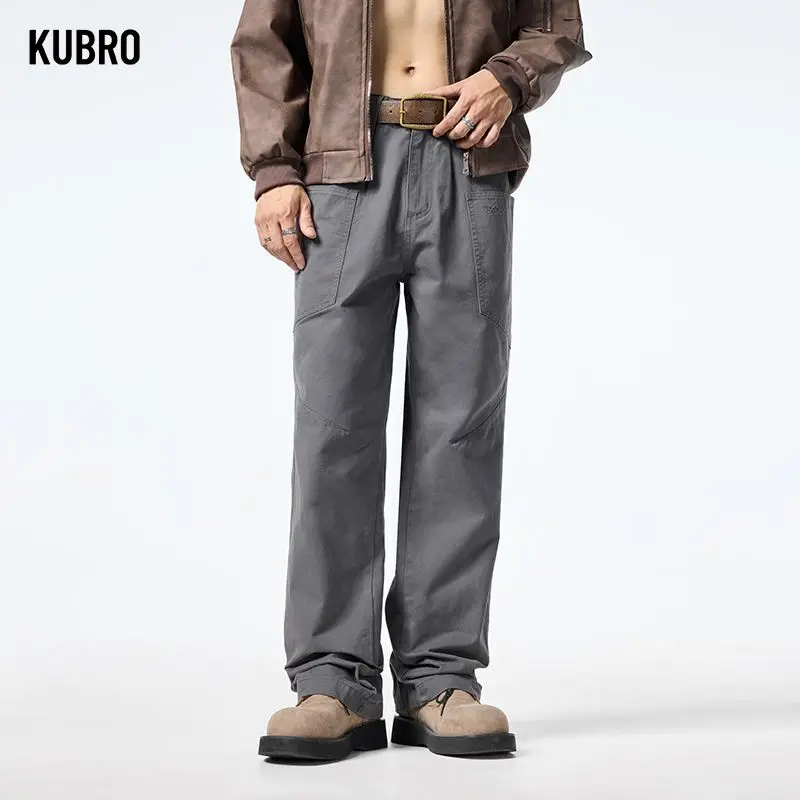 

Мужские осенне-зимние повседневные брюки-карго, модная уличная одежда, мужские прямые хлопковые брюки с широкими штанинами, трендовая рабочая одежда, свободные брюки-карго