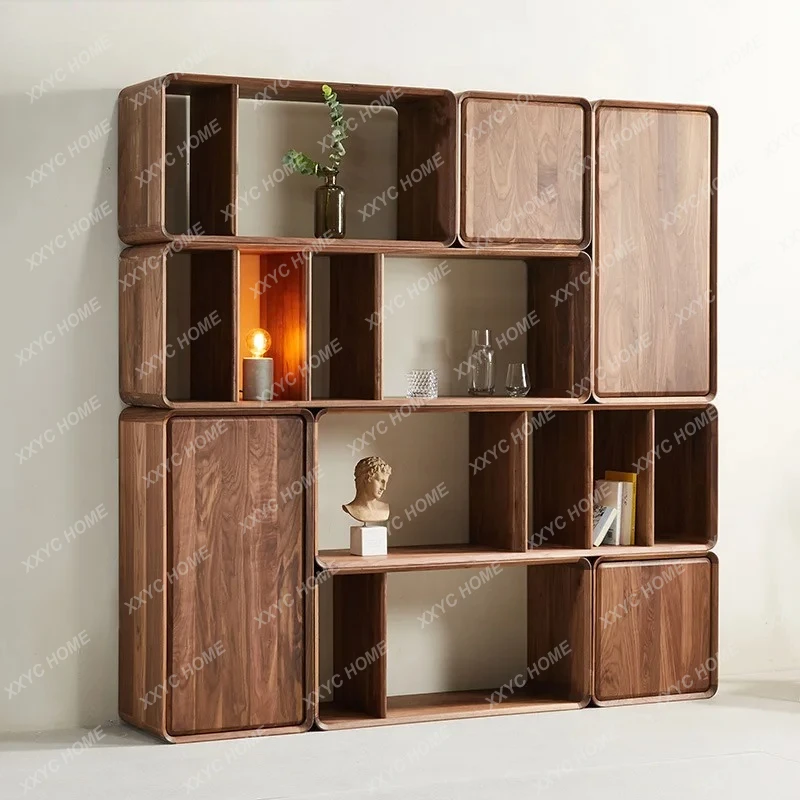 L black walnut solid wood combined cabinet modern simple locker  Living room, bedroom storage cabinet