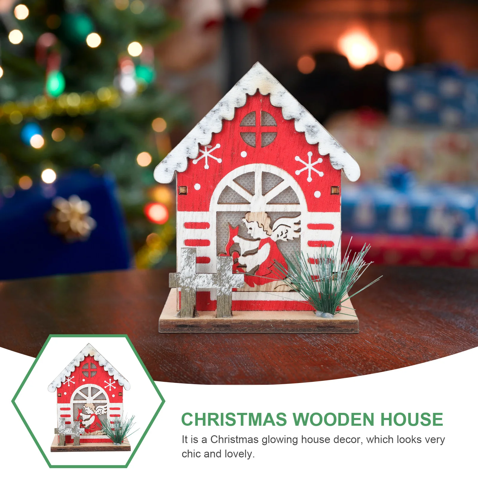 عيد الميلاد خشبية متوهجة ديكور المنزل مصباح ليد مشهد عيد الميلاد الصغير زخرفة سطح المكتب الديكور احتفالي شريط المنزل متجر حلية