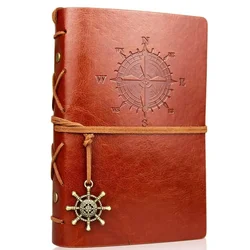 Retro Notebooks & Journals Agenda Binder Sketch Book Leather Soft Cover 14x10cm Replaceable Kraft Paper Inner Korean Stationery