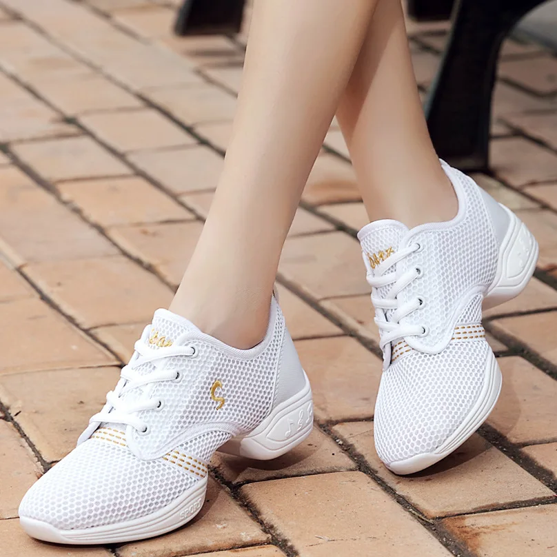 Women\'s Dancing Shoes Soft Outsole Woman Breath Jazz Hip Hop Shoes Sports Feature Dance Sneakers Ladies Girl\'s Modern Shoes