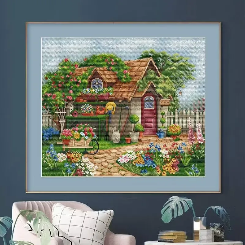

Летний коттедж пейзаж швейный набор 16CT 14CT без печати наборы для вышивки крестом искусство вышивки DIY рукоделие ручной работы домашний декор